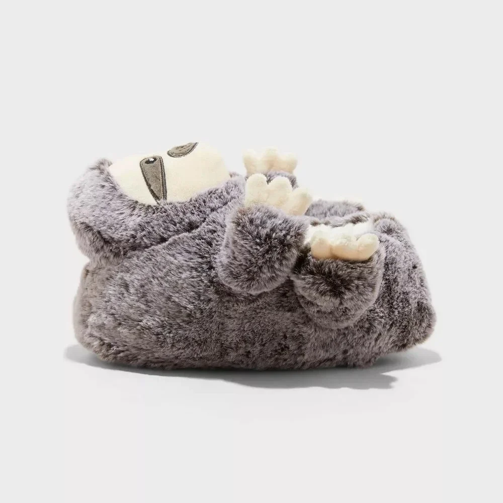 Boys' Gray Sloth‎ Loafer Slippers Cat & Jack Size 4/5 New With Tags
